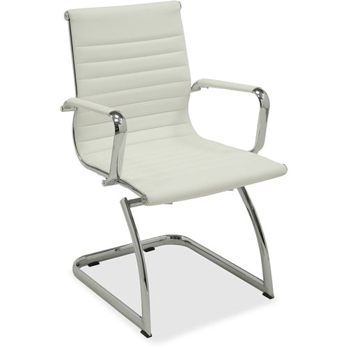 Lorell Guest Midback Chair, 23-3/4" x 23-1/2" x 35-1/2", White Leather