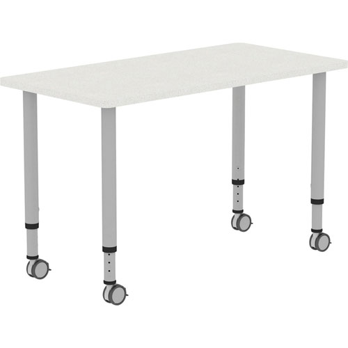 Lorell Height-adjustable 48" Rectangular Table, Rectangle Top, 48"x 23.62" Table Top Depth, 33.62" Height, Gray, Laminate