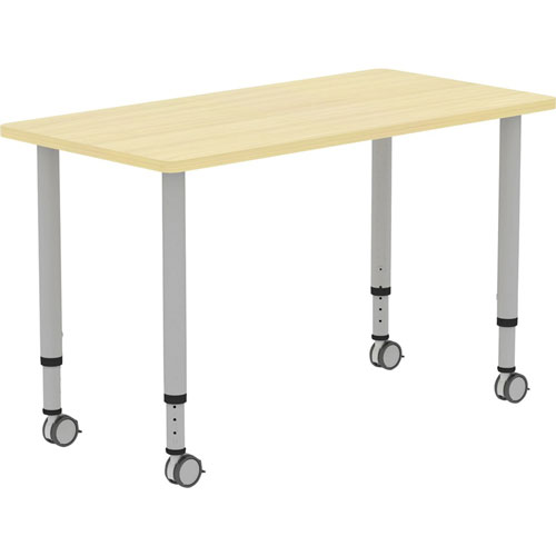 Lorell Height-adjustable 48" Rectangular Table, Rectangle Top, 48"x 23.62" Table Top Depth, 33.62" Height, Assembly Required, Laminated, Maple, Laminate