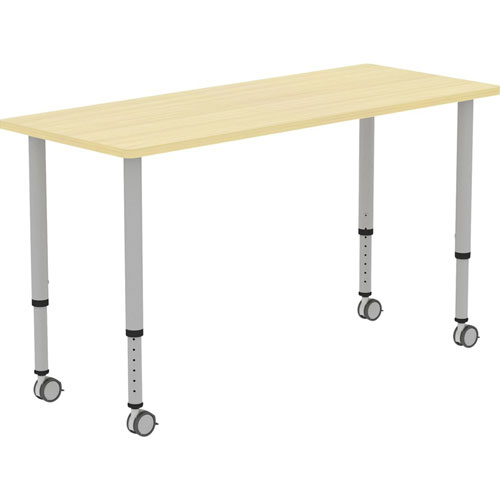 Lorell Height-adjustable 60" Rectangular Table, Rectangle Top, 60"x 23.62" Table Top Depth, 33.62" Height, Assembly Required, Laminated, Maple, Laminate