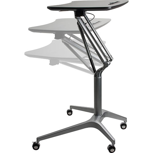 Lorell Height Adjustable Mobile Desk, 28-1/4" x 18-3/4" x 41", Black