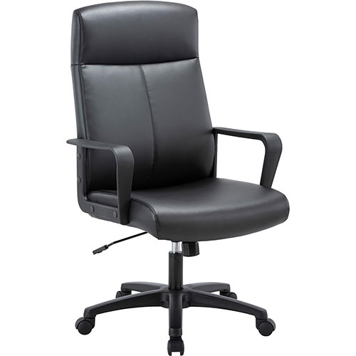 Lorell High-Back Bonded Leather Chair - Bonded Leather Seat - Bonded Leather Back - High Back - Black - Armrest