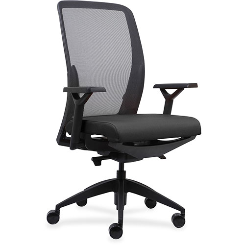 Lorell High-back Chair, Mesh Back, Adjustable Arms, 26-1/2" x 25" x 47", Black