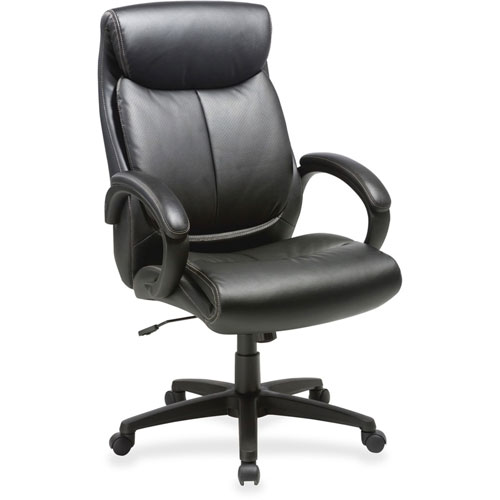 Lorell High Back Leather Chair, 28" x 31-3/4" x 45-1/2". Black