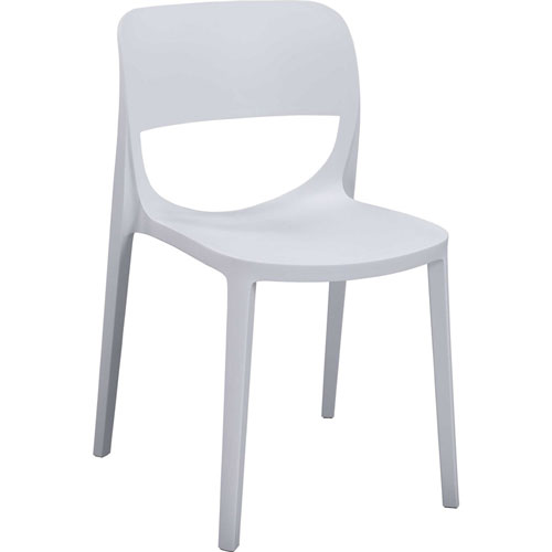 Lorell Indoor/Outdoor Hospitality Poly Stack Chair, White, Plastic, Polypropylene, 19.3" x 21" Depth x 31.3" Height, 2 / Carton