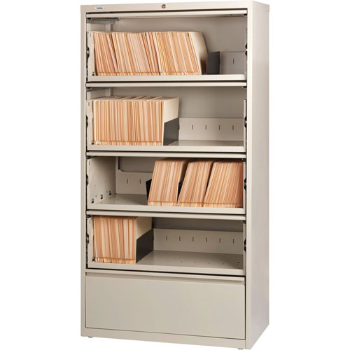 Lorell Lateral File, RCD, 5-Drawer, 36" x 18-5/8" x 68-3/4", Putty