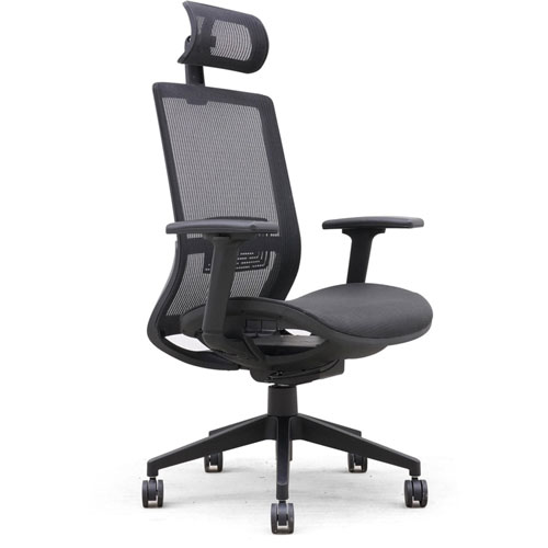 Lorell Mesh Task Chair With Headrest, Black, 18" Seat Width x 19" Seat Depth, 27" x 26.5" Depth x 49" Height, 1 Each