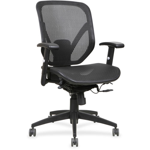 Lorell Mid Back Chair, 27" x 25-5/8" x 42-1/2", Black