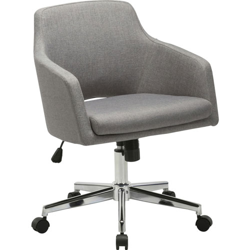 Lorell Mid-century Modern Low-back Task Chair, 24.6" x 24.6" x 34.9", Material: Fabric Seat, Chrome Base, Finish: Gray Seat