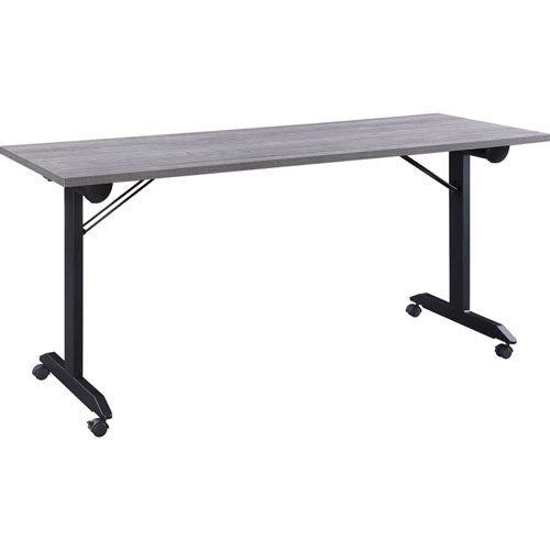 Lorell Mobile Folding Training Table, Rectangle Top, Powder Coated Base, 23.63" x 29.50" Table Top Width, 63" Height, Assembly Required, Weathered Charcoal