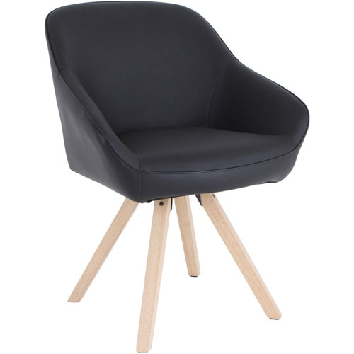 Lorell Natural Wood Legs Modern Guest Chair, Four-legged Base, Black, 25.4" x 24" Depth x 33.5" Height, 1 Each
