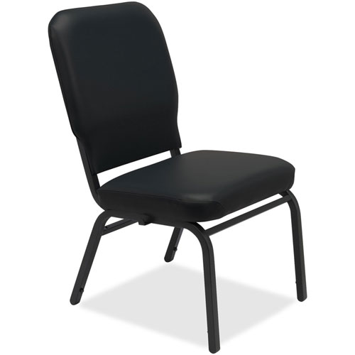 Lorell Oversize Stack Chair, 500lb Cap, 21" x 25" x 35-1/2", Black