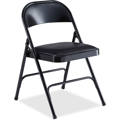 Lorell Padded Folding Chair, 19-3/8" x 18-1/4" x 29-5/8", 4/CT, Black