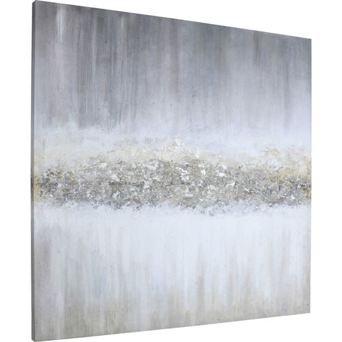 Lorell Raining Sky Design Frameless Abstract Art, 40" x 40", x 2" Length, 1 Each, Gray, Acrylic