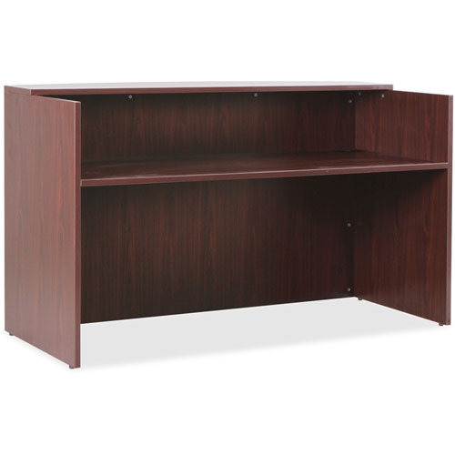 Lorell Reception Desk, 35-2/5" x 71" x 42-1/2", Mahogany