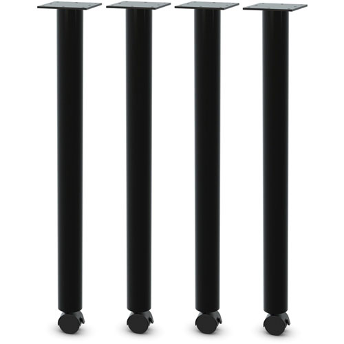 Lorell Relevance Tabletop Post Legs - 1" x 2" x 27.8" , Caster - Material: Steel - Finish: Black