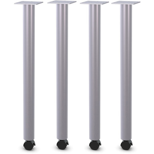 Lorell Relevance Tabletop Post Legs - 1" x 2" x 27.8" , Caster - Material: Steel - Finish: Gray