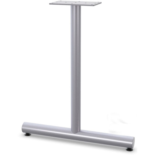 Lorell Relevance Tabletop T-Leg Base with Glides - 27.8" - Material: Tubular Steel - Finish: Gray