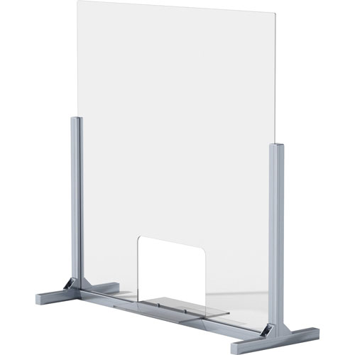 Lorell Removable Shelf Glass Protective Screen, 36" x 0.3" Depth x 36" Height, 1 Each, Clear, Tempered Glass, Aluminum
