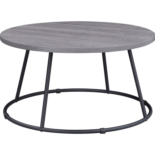 Lorell Round Coffee Table, Round Top, Powder Coated Four Leg Base, 4 Legs, 1" Table Top Thickness x 31.50" Table Top Diameter, 16.75" Height, Weathered Charcoal