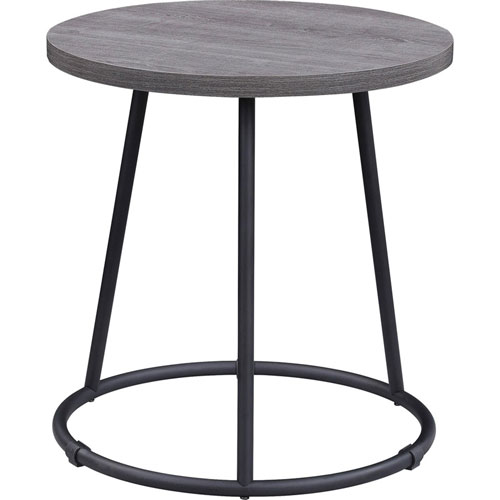 Lorell Round Side Table, Round Top, Powder Coated Four Leg Base, 4 Legs, 1" Table Top Thickness x 19" Table Top Diameter, 19.75" Height, Assembly Required, Weathered Charcoal