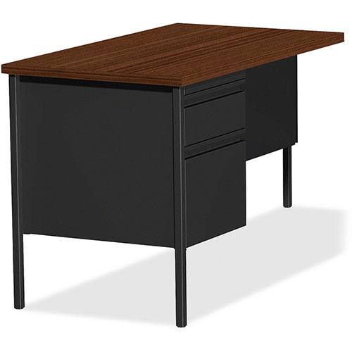 Lorell Single Pedestal Rtn Desk, LH, 42" x 24" x 29-1/2", Black Walnut