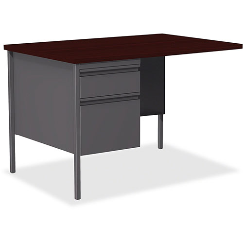 Lorell Single Pedestal Rtn Desk, LH, 42" x 24" x 29-1/2", Mahogany