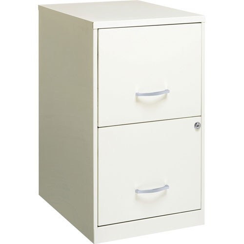Lorell SOHO 18" 2-drawer File Cabinet, 14.3" x 18" x 24.5", 2 x File Drawer(s), Material: Plastic Pull, Steel, Finish: White, Baked Enamel