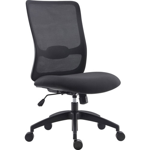 Lorell SOHO Collection Armless Staff Chair, 26.4" x 24.4" x 42.1", Material: Fabric Seat, Nylon Base, Finish: Black, Gray