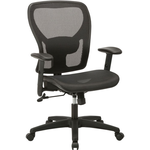 Lorell SOHO Mesh Mid-Back Task Chair, Mesh Seat, Mesh Back, 5-star Base, Black, 27.8" x 27" Depth x 42.9" Height, 1 Each