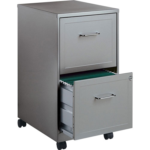 Lorell Steel Mobile File Cabinet, 2-DR, 14-1/4"x18"x24-1/2", MC/CCL
