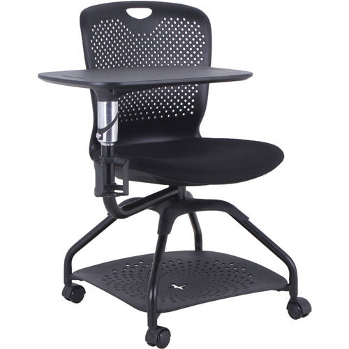 Lorell Student Training Chair, Fabric Seat, Plastic Back, Four-legged Base, Black, 19.6" x 22" Depth x 34.6" Height, 1 Each