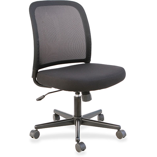 Lorell Task Chair, Mesh Back , No Arms, 24-3/8" x 22-7/8" x 37-3/8", Black