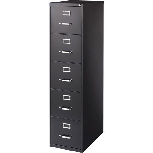 Lorell Vertical File, 5-Drawer, Letter, 15" x 26-1/2" x 61", Black