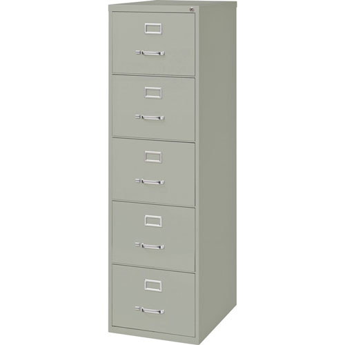 Lorell Vertical File, 5-Drawer, Legal, 18" x 26-1/2" x 61", Gray