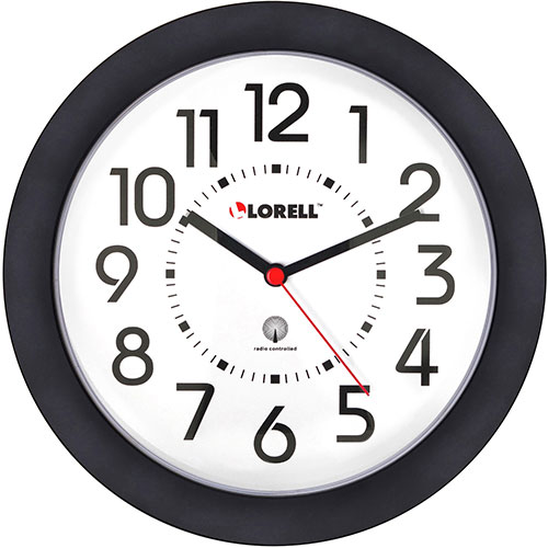 Lorell Wall Clock, 9", Arabic Numerals, White Dial/Black Frame