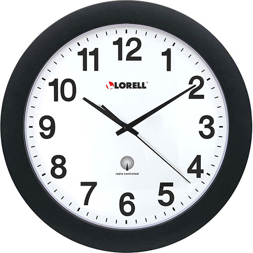 Lorell Wall Clock, 12", Arabic Numerals, White Dial/Black Frame