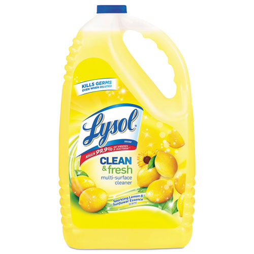 Lysol Clean and Fresh Multi-Surface Cleaner, Sparkling Lemon and Sunflower Essence, 144 oz Bottle, 4/Carton