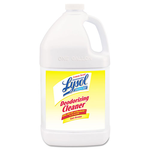 Lysol Disinfectant Deodorizing Cleaner Concentrate, 1 gal Bottle, Lemon, 4/Carton