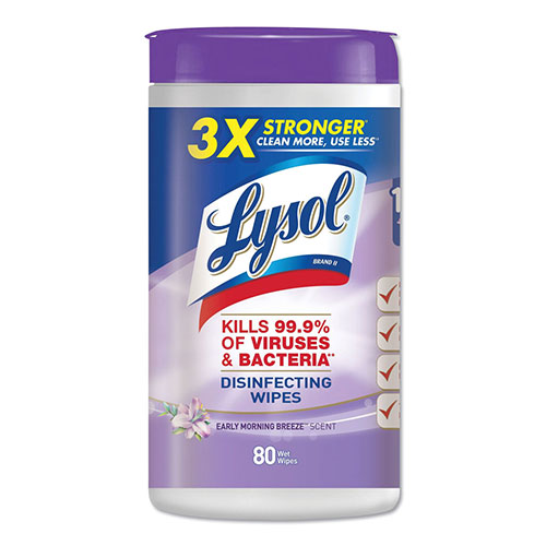 Lysol Disinfecting Wipes, 7 x 8, Early Morning Breeze, 80 Wipes/Canister, 6 Canisters/Carton
