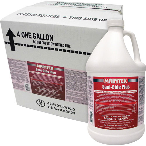 Maintex Disinfectant/Sanitizer, No-Rinse, 1 Gallon, 4/Ct, Red