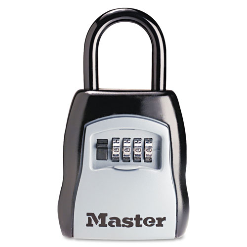 Master Lock Company Locking Combination 5 Key Steel Box, 3 1/4w x 1 5/8d x 4h, Black/Silver