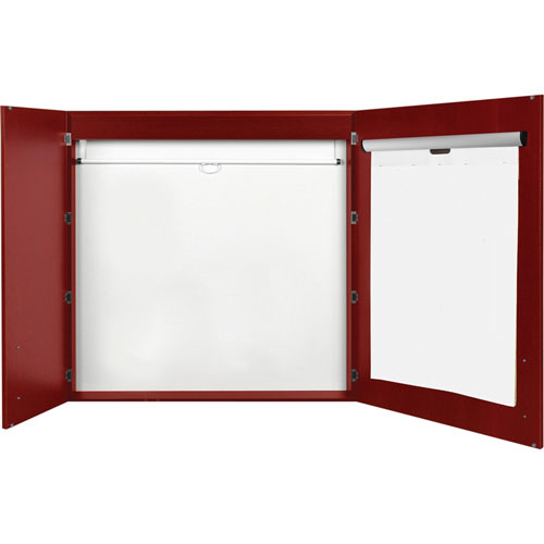 MasterVision™ Conference Cabinet, Porcelain Magnetic, Dry Erase, 48 x 48, Cherry