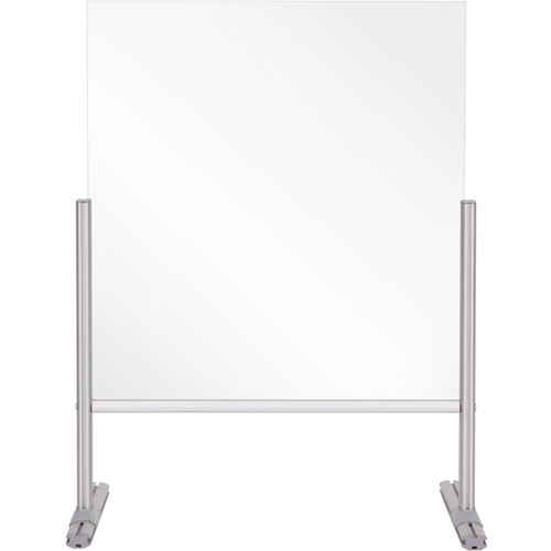 MasterVision™ Glass Countertop Barrier w/ Passthrough, 23.6" x 16.7" Depth x 33.5" Height, Aluminum, Glass, Aluminum