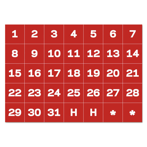 MasterVision™ Interchangeable Magnetic Board Accessories, Calendar Dates, Red/White, 1" x 1"