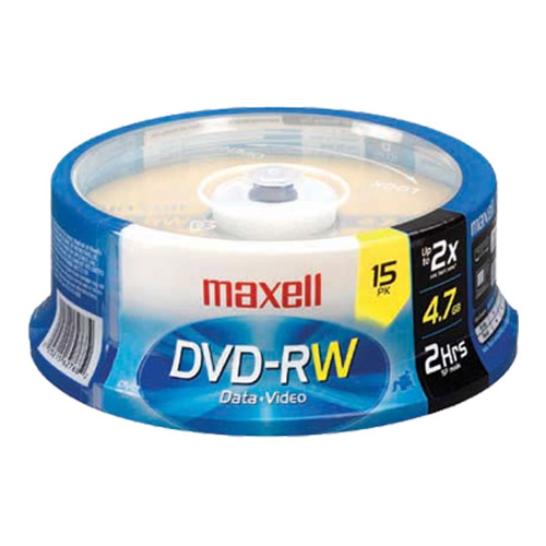 Maxell 4.7 GB Rewritable DVD-RW 15 Spindle