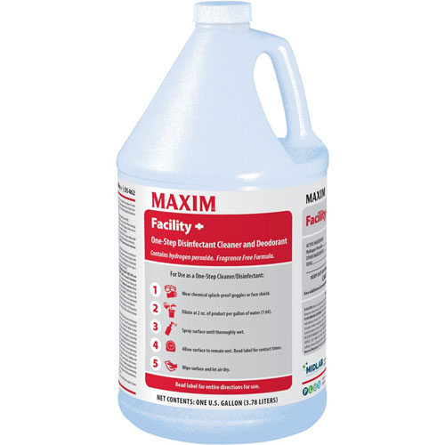Maxim Facility+ One Step Disinfectant, 128 fl oz (4 quart), 4/Carton, Clear