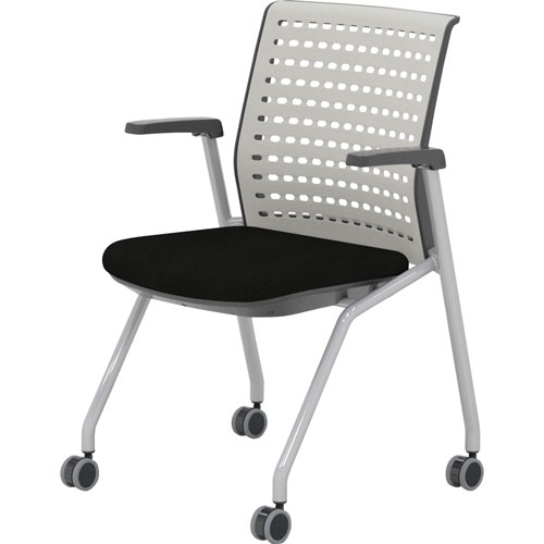 Mayline Thesis Training Chair w/Static Back and Arms, Max 250 lb, 18" High Black Seat,Gray Back/Base,2/CT,Ships in 1-3 Business Days