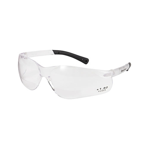 MCR Safety BearKat® BK1 Series Bifocal Readers Safety Glasses, Clear Lens, 1.5 Dipter, Clear Frame