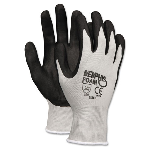 MCR Safety Economy Foam Nitrile Gloves, Large, Gray/Black, 12 Pairs